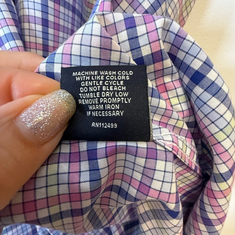 Tailorbyrd Blue and Pink Casual Button Down Shirt - Picture 9 of 9